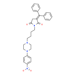 ChemSpider 2D Image | 3-(Diphenylmethylene)-1-{4-[4-(4-nitrophenyl)-1-piperazinyl]butyl}-2,5-pyrrolidinedione | C31H32N4O4
