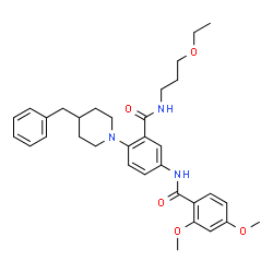 ChemSpider 2D Image | N-{4-(4-Benzyl-1-piperidinyl)-3-[(3-ethoxypropyl)carbamoyl]phenyl}-2,4-dimethoxybenzamide | C33H41N3O5