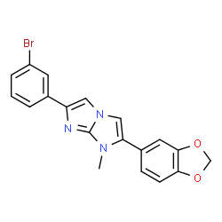 ChemSpider 2D Image | 2-(1,3-Benzodioxol-5-yl)-6-(3-bromophenyl)-1-methyl-1H-imidazo[1,2-a]imidazole | C19H14BrN3O2