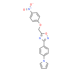 ChemSpider 2D Image | 5-[(4-Nitrophenoxy)methyl]-3-[4-(1H-pyrrol-1-yl)phenyl]-1,2,4-oxadiazole | C19H14N4O4