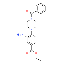 ChemSpider 2D Image | Ethyl 3-amino-4-(4-benzoyl-1-piperazinyl)benzoate | C20H23N3O3