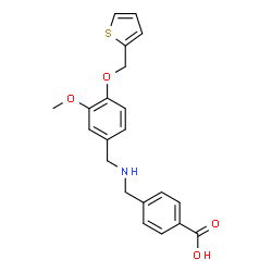 ChemSpider 2D Image | 4-({[3-Methoxy-4-(2-thienylmethoxy)benzyl]amino}methyl)benzoic acid | C21H21NO4S
