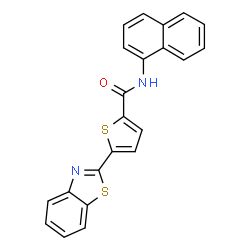 ChemSpider 2D Image | 5-(1,3-Benzothiazol-2-yl)-N-(1-naphthyl)-2-thiophenecarboxamide | C22H14N2OS2
