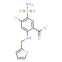 ChemSpider 2D Image | 4-Chloro-2-[(2-furylmethyl)amino]-5-sulfamoylbenzoate | C12H10ClN2O5S