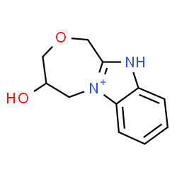 ChemSpider 2D Image | 4-Hydroxy-3,4,5,11-tetrahydro-1H-[1,4]oxazepino[4,3-a][3,1]benzimidazol-6-ium | C11H13N2O2