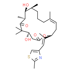 ChemSpider 2D Image | (4R,7S,8S,9S,13Z,16S)-4,8-Dihydroxy-5,5,7,9,13-pentamethyl-16-[(1E)-1-(2-methyl-1,3-thiazol-4-yl)-1-propen-2-yl]oxacyclohexadec-13-ene-2,6-dione | C27H41NO5S