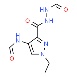 ChemSpider 2D Image | N-{1-Ethyl-3-[(2-formylhydrazino)carbonyl]-1H-pyrazol-4-yl}formamide | C8H11N5O3