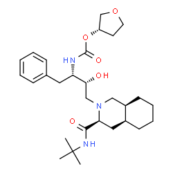 ChemSpider 2D Image | (3S)-Tetrahydro-3-furanyl {(2S,3R)-3-hydroxy-4-[(3S,4aS,8aS)-3-[(2-methyl-2-propanyl)carbamoyl]octahydro-2(1H)-isoquinolinyl]-1-phenyl-2-butanyl}carbamate | C29H45N3O5