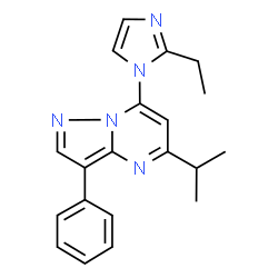 ChemSpider 2D Image | 7-(2-Ethyl-1H-imidazol-1-yl)-5-isopropyl-3-phenylpyrazolo[1,5-a]pyrimidine | C20H21N5