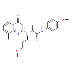ChemSpider 2D Image | N-(4-Methoxyphenyl)-1-(3-methoxypropyl)-9-methyl-4-oxo-1,4-dihydropyrido[1,2-a]pyrrolo[2,3-d]pyrimidine-2-carboxamide | C23H24N4O4
