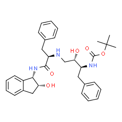 ChemSpider 2D Image | N-[(1S,2R)-2-Hydroxy-2,3-dihydro-1H-inden-1-yl]-Nalpha-[(2S,3S)-2-hydroxy-3-({[(2-methyl-2-propanyl)oxy]carbonyl}amino)-4-phenylbutyl]-D-phenylalaninamide | C33H41N3O5