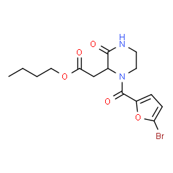 ChemSpider 2D Image | Butyl [1-(5-bromo-2-furoyl)-3-oxo-2-piperazinyl]acetate | C15H19BrN2O5