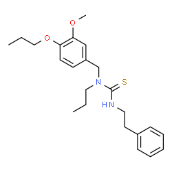 ChemSpider 2D Image | 1-(3-Methoxy-4-propoxybenzyl)-3-(2-phenylethyl)-1-propylthiourea | C23H32N2O2S