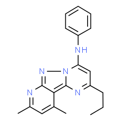 ChemSpider 2D Image | 8,10-Dimethyl-N-phenyl-2-propylpyrido[2',3':3,4]pyrazolo[1,5-a]pyrimidin-4-amine | C20H21N5