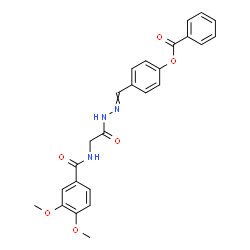ChemSpider 2D Image | 4-[({[(3,4-Dimethoxybenzoyl)amino]acetyl}hydrazono)methyl]phenyl benzoate | C25H23N3O6