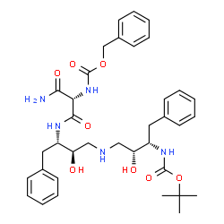 ChemSpider 2D Image | 2-Methyl-2-propanyl [(2S,3R)-4-{[(2R,3S)-3-({3-amino-N-[(benzyloxy)carbonyl]-3-oxo-L-alanyl}amino)-2-hydroxy-4-phenylbutyl]amino}-3-hydroxy-1-phenyl-2-butanyl]carbamate | C36H47N5O8