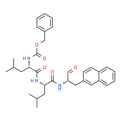 ChemSpider 2D Image | N-[(Benzyloxy)carbonyl]-L-leucyl-N-[(2S)-1-(2-naphthyl)-3-oxo-2-propanyl]-L-leucinamide | C33H41N3O5