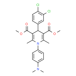 ChemSpider 2D Image | Dimethyl 4-(3,4-dichlorophenyl)-1-[4-(dimethylamino)phenyl]-2,6-dimethyl-1,4-dihydro-3,5-pyridinedicarboxylate | C25H26Cl2N2O4