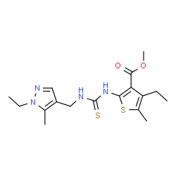 ChemSpider 2D Image | Methyl 4-ethyl-2-({[(1-ethyl-5-methyl-1H-pyrazol-4-yl)methyl]carbamothioyl}amino)-5-methyl-3-thiophenecarboxylate | C17H24N4O2S2