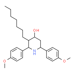 ChemSpider 2D Image | 3-Heptyl-2,6-bis(4-methoxyphenyl)-4-piperidinol | C26H37NO3