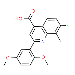 ChemSpider 2D Image | 7-Chloro-2-(2,5-dimethoxyphenyl)-8-methyl-4-quinolinecarboxylic acid | C19H16ClNO4