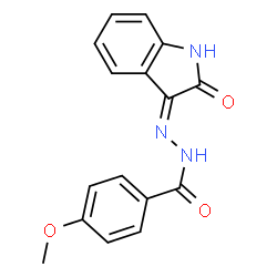 ChemSpider 2D Image | 4-Methoxy-N'-[(3Z)-2-oxo-1,2-dihydro-3H-indol-3-ylidene]benzohydrazide | C16H13N3O3