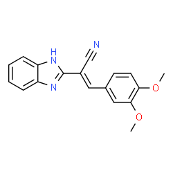 ChemSpider 2D Image | (2E)-2-(1H-Benzimidazol-2-yl)-3-(3,4-dimethoxyphenyl)acrylonitrile | C18H15N3O2