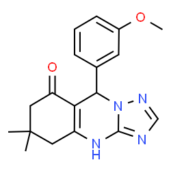 ChemSpider 2D Image | 9-(3-Methoxyphenyl)-6,6-dimethyl-5,6,7,9-tetrahydro[1,2,4]triazolo[5,1-b]quinazolin-8(1H)-one | C18H20N4O2