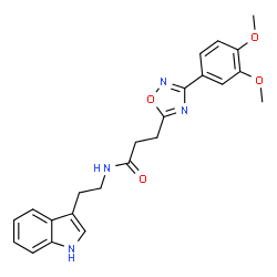 ChemSpider 2D Image | 3-[3-(3,4-Dimethoxyphenyl)-1,2,4-oxadiazol-5-yl]-N-[2-(1H-indol-3-yl)ethyl]propanamide | C23H24N4O4
