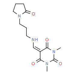 ChemSpider 2D Image | 1,3-Dimethyl-5-{[3-(2-oxo-pyrrolidin-1-yl)-propylamino]-methylene}-pyrimidine-2,4,6-trione | C14H20N4O4