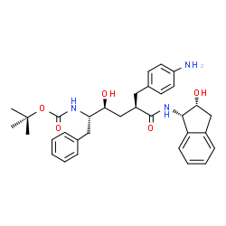 ChemSpider 2D Image | 2-Methyl-2-propanyl [(2S,3S,5R)-5-(4-aminobenzyl)-3-hydroxy-6-{[(1S,2R)-2-hydroxy-2,3-dihydro-1H-inden-1-yl]amino}-6-oxo-1-phenyl-2-hexanyl]carbamate | C33H41N3O5