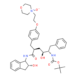 ChemSpider 2D Image | 2-Methyl-2-propanyl [(2S,3S,5R)-3-hydroxy-6-{[(2R)-2-hydroxy-2,3-dihydro-1H-inden-1-yl]amino}-5-{4-[2-(4-oxido-4-morpholinyl)ethoxy]benzyl}-6-oxo-1-phenyl-2-hexanyl]carbamate | C39H51N3O8