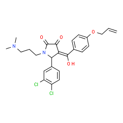 ChemSpider 2D Image | (4E)-4-{[4-(Allyloxy)phenyl](hydroxy)methylene}-5-(3,4-dichlorophenyl)-1-[3-(dimethylamino)propyl]-2,3-pyrrolidinedione | C25H26Cl2N2O4