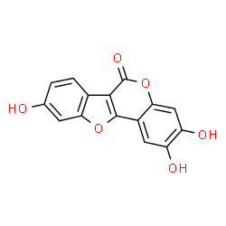 ChemSpider 2D Image | 2,3,9-Trihydroxy-6H-[1]benzofuro[3,2-c]chromen-6-one | C15H8O6