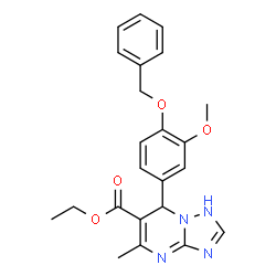 ChemSpider 2D Image | Ethyl 7-[4-(benzyloxy)-3-methoxyphenyl]-5-methyl-1,7-dihydro[1,2,4]triazolo[1,5-a]pyrimidine-6-carboxylate | C23H24N4O4