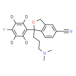 ChemSpider 2D Image | 1-[3-(Dimethylamino)propyl]-1-[4-fluoro(~2~H_4_)phenyl]-1,3-dihydro-2-benzofuran-5-carbonitrile | C20H17D4FN2O