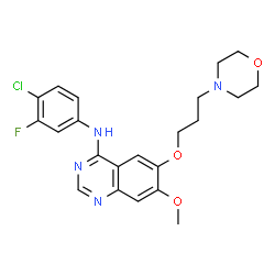 ChemSpider 2D Image | N-(4-Chloro-3-fluorophenyl)-7-methoxy-6-[3-(4-morpholinyl)propoxy]-4-quinazolinamine | C22H24ClFN4O3