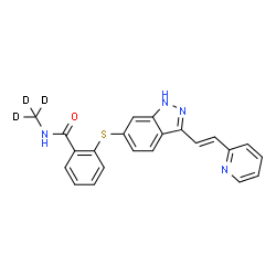 ChemSpider 2D Image | N-(~2~H_3_)Methyl-2-({3-[(E)-2-(2-pyridinyl)vinyl]-1H-indazol-6-yl}sulfanyl)benzamide | C22H15D3N4OS