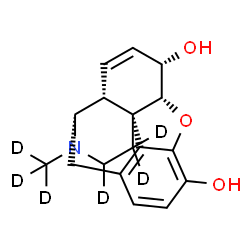 ChemSpider 2D Image | (5alpha,6alpha)-17-(~2~H_3_)Methyl(15,15,16-~2~H_3_)-7,8-didehydro-4,5-epoxymorphinan-3,6-diol | C17H13D6NO3