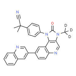 ChemSpider 2D Image | 2-Methyl-2-{4-[3-(~2~H_3_)methyl-2-oxo-8-(3-quinolinyl)-2,3-dihydro-1H-imidazo[4,5-c]quinolin-1-yl]phenyl}propanenitrile | C30H20D3N5O