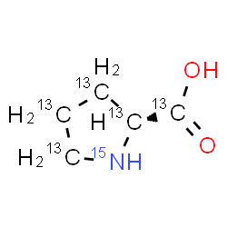 ChemSpider 2D Image | D-(~13~C_5_,~15~N)Proline | 13C5H915NO2