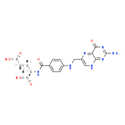 ChemSpider 2D Image | N-(4-{[(2-Amino-4-oxo-4,8-dihydro-6-pteridinyl)methyl]amino}benzoyl)-L-(~13~C_5_)glutamic acid | C1413C5H19N7O6