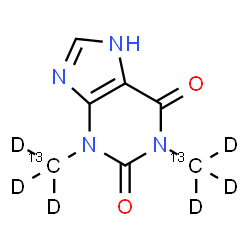 ChemSpider 2D Image | 1,3-Bis[(~13~C,~2~H_3_)methyl]-3,7-dihydro-1H-purine-2,6-dione | C513C2H2D6N4O2