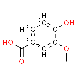ChemSpider 2D Image | 4-Hydroxy-3-methoxy(~13~C_6_)benzoic acid | C213C6H8O4