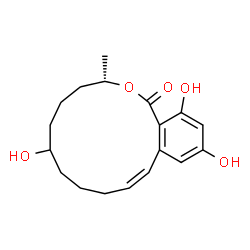 ChemSpider 2D Image | (3S,11Z)-7,14,16-Trihydroxy-3-methyl-3,4,5,6,7,8,9,10-octahydro-1H-2-benzoxacyclotetradecin-1-one | C18H24O5