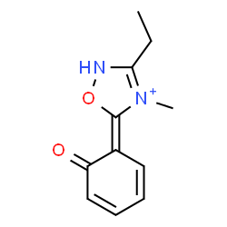 ChemSpider 2D Image | (5Z)-3-Ethyl-4-methyl-5-(6-oxo-2,4-cyclohexadien-1-ylidene)-2,5-dihydro-1,2,4-oxadiazol-4-ium | C11H13N2O2