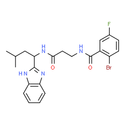 ChemSpider 2D Image | N-(3-{[1-(1H-Benzimidazol-2-yl)-3-methylbutyl]amino}-3-oxopropyl)-2-bromo-5-fluorobenzamide | C22H24BrFN4O2