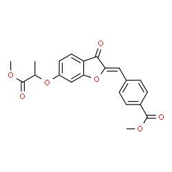 ChemSpider 2D Image | Methyl 4-[(Z)-{6-[(1-methoxy-1-oxo-2-propanyl)oxy]-3-oxo-1-benzofuran-2(3H)-ylidene}methyl]benzoate | C21H18O7