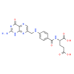 ChemSpider 2D Image | N-(4-{[(2-Amino-4-oxo-1,4-dihydro-7-pteridinyl)methyl]amino}benzoyl)-L-glutamic acid | C19H19N7O6
