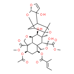ChemSpider 2D Image | Dimethyl (2aR,3S,4S,4aR,5S,7aS,8S,10R,10aS,10bR)-10-acetoxy-3,5-dihydroxy-4-[(6S,9R)-2-hydroxy-11-methyl-5,7,10-trioxatetracyclo[6.3.1.0~2,6~.0~9,11~]dodec-3-en-9-yl]-4-methyl-8-{[(2E)-2-methyl-2-bute
noyl]oxy}octahydro-1H-furo[3',4':4,4a]naphtho[1,8-bc]furan-5,10a(8H)-dicarboxylate | C35H44O16